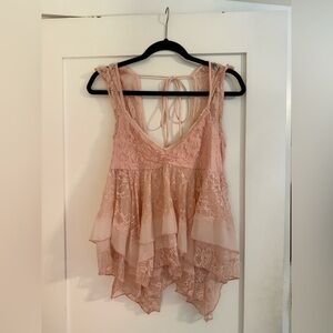 Kimchi Blue Dusty Rose Lace Tiered Top